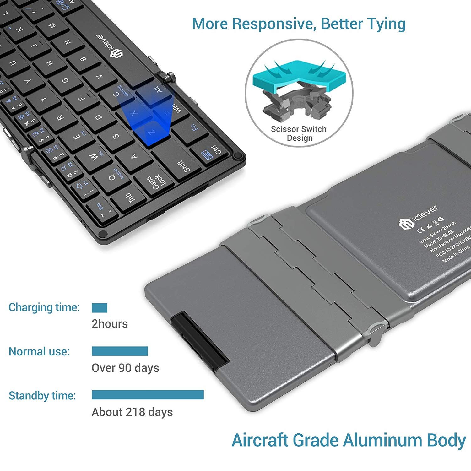 Compact Folding Wireless Keyboard & Touchpad