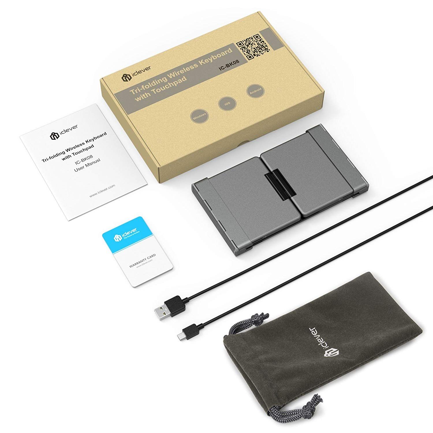 Compact Folding Wireless Keyboard & Touchpad